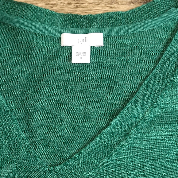 J. Jill Green Knitted V-Neck Long Sleeve Pullover Sweater Women's Size Medium. - Picture 10 of 16